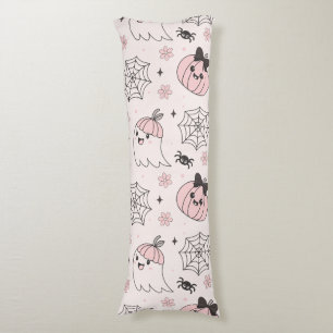 Kawaii Pink Halloween Pattern with Ghost, Pumpkin  Body Cushion