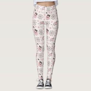 Kawaii Pink Halloween Pattern with Ghost, Pumpkin  Leggings