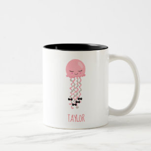 Kawaii Pink Jellyfish Two-Tone Coffee Mug