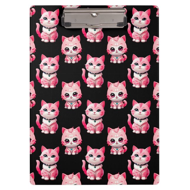 Kawaii Pink Kitty Cats Design  Clipboard (Front)