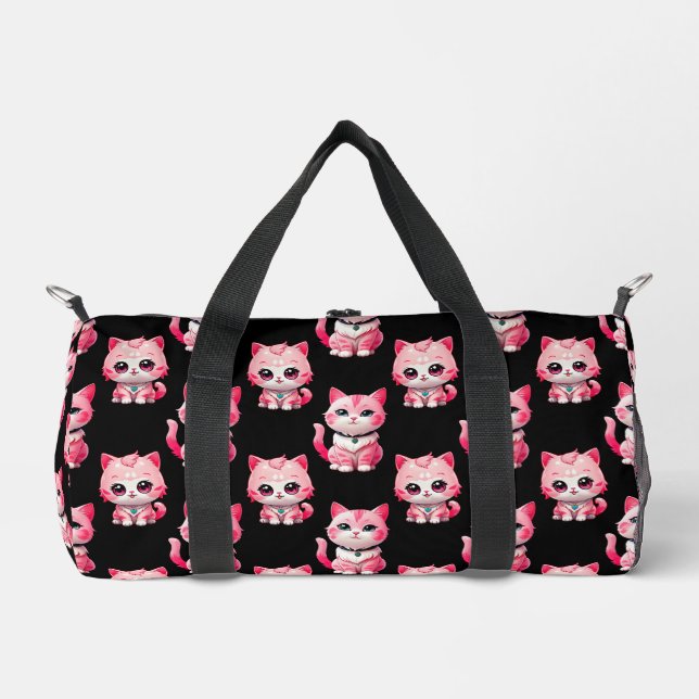 Kawaii Pink Kitty Cats Design  Duffle Bag (Front)