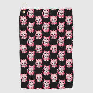Kawaii Pink Kitty Cats Design  Golf Towel