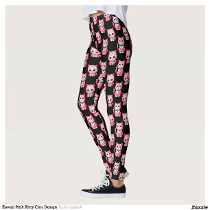 Kawaii Pink Kitty Cats Design Leggings