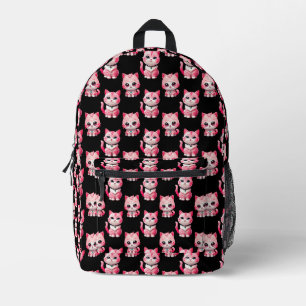 Kawaii Pink Kitty Cats Design Printed Backpack