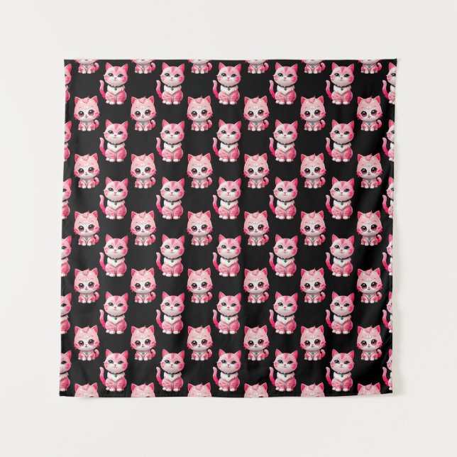 Kawaii Pink Kitty Cats Design  Tapestry (Front)