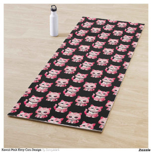 Kawaii Pink Kitty Cats Design Yoga Mat