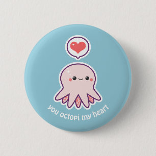 Kawaii Pink Octopus 6 Cm Round Badge