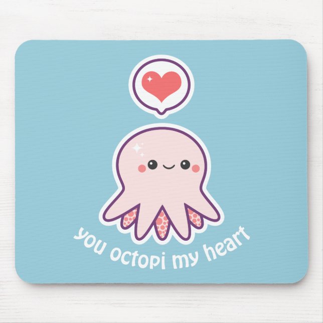 Kawaii Pink Octopus Mouse Mat (Front)