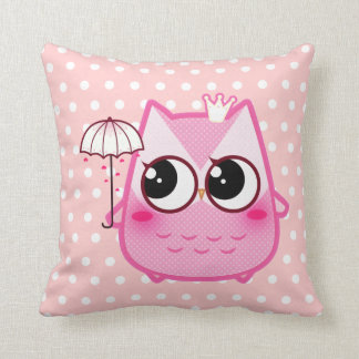 Kawaii pink owl with cute umbrella cushion