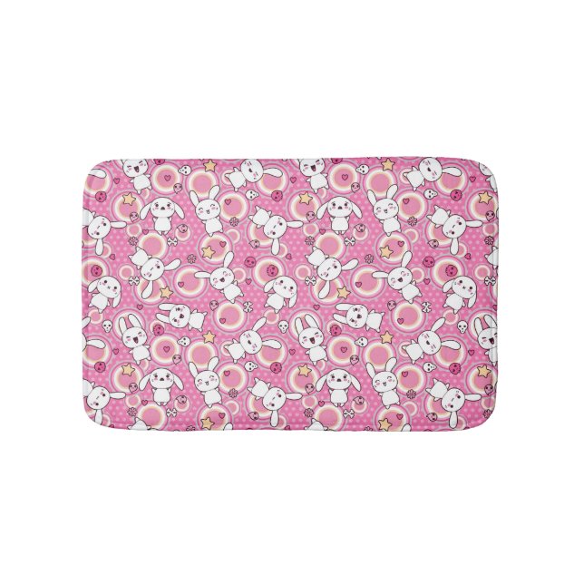 kawaii pink pattern bath mat (Front)