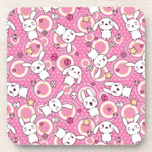 kawaii pink pattern coaster