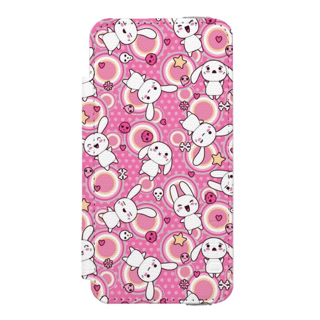 kawaii pink pattern incipio iPhone wallet case (Folio Front)