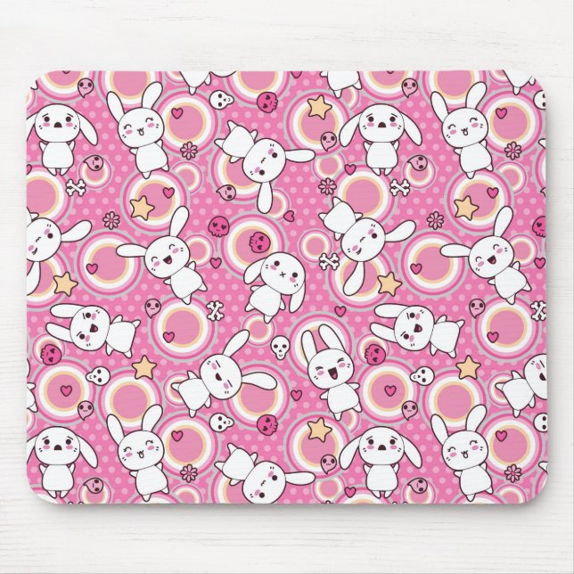 kawaii pink pattern mouse mat (Front)