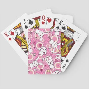 kawaii pink pattern playing cards