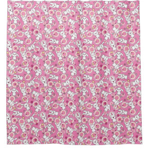 kawaii pink pattern shower curtain