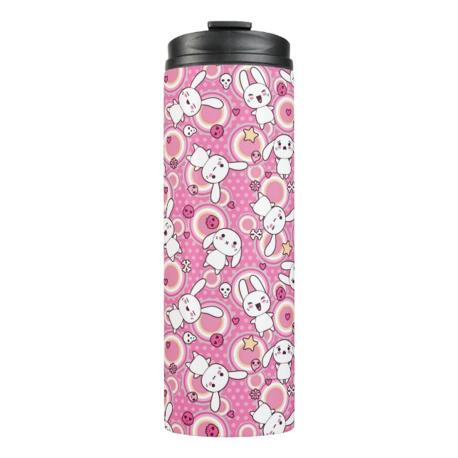 kawaii pink pattern thermal tumbler (Front)