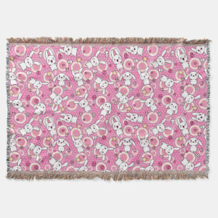 kawaii pink pattern throw blanket