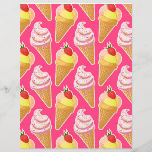 Kawaii pink pattern with strawberry ice cream