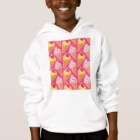 Kawaii pink pattern with strawberry ice cream