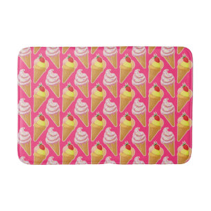 Kawaii pink pattern with strawberry ice cream  bath mat
