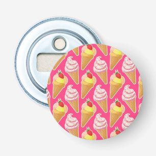 Kawaii pink pattern with strawberry ice cream  bottle opener