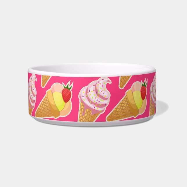 Kawaii pink pattern with strawberry ice cream  bowl (Front)