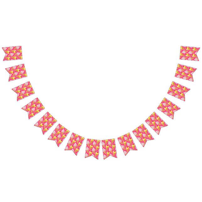 Kawaii pink pattern with strawberry ice cream bunting  (All)