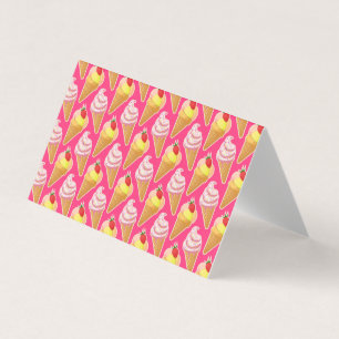 Kawaii pink pattern with strawberry ice cream card