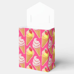 Kawaii pink pattern with strawberry ice cream favour box
