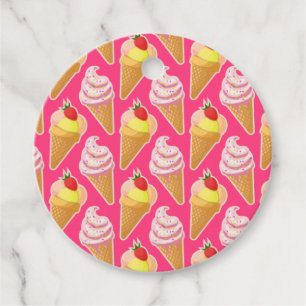 Kawaii pink pattern with strawberry ice cream favour tags