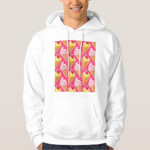 Kawaii pink pattern with strawberry ice cream hoodie