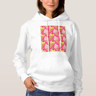 Kawaii pink pattern with strawberry ice cream hoodie