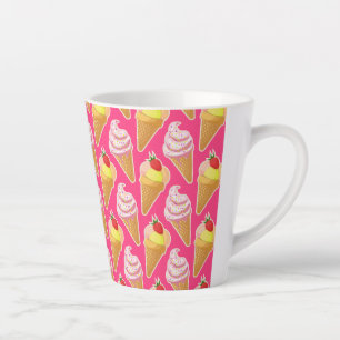 Kawaii pink pattern with strawberry ice cream  latte mug