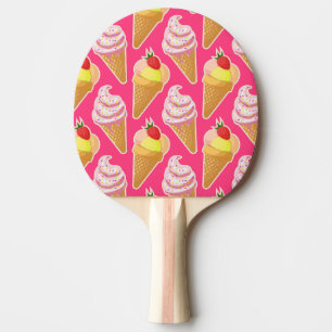 Kawaii pink pattern with strawberry ice cream  ping pong paddle