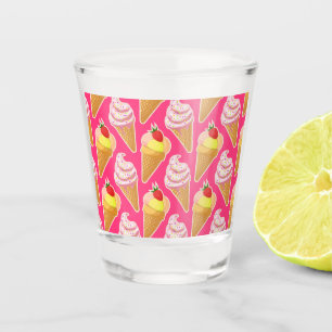 Kawaii pink pattern with strawberry ice cream  shot glass