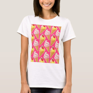 Kawaii pink pattern with strawberry ice cream T-Shirt