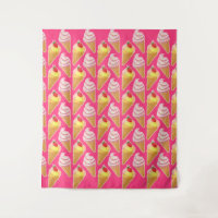 Kawaii pink pattern with strawberry ice cream