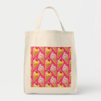 Kawaii pink pattern with strawberry ice cream 