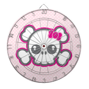 Kawaii Pink Ribbon Skull Dart Board