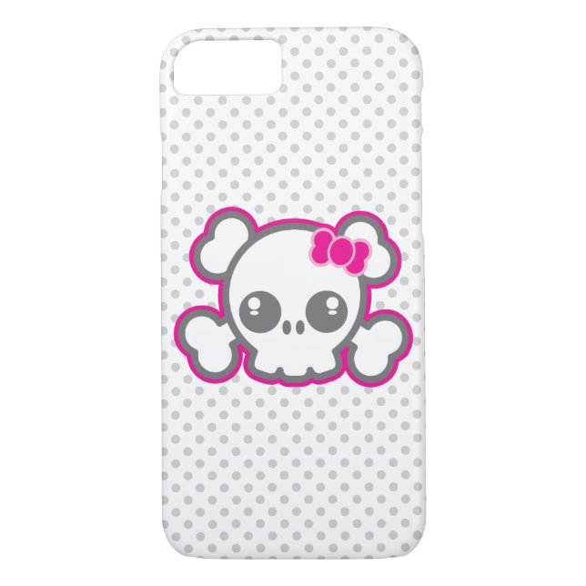 Kawaii Pink Ribbon Skull iPhone Case (Back)