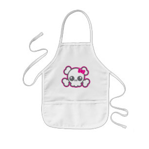 Kawaii Pink Ribbon Skull Kid's Apron