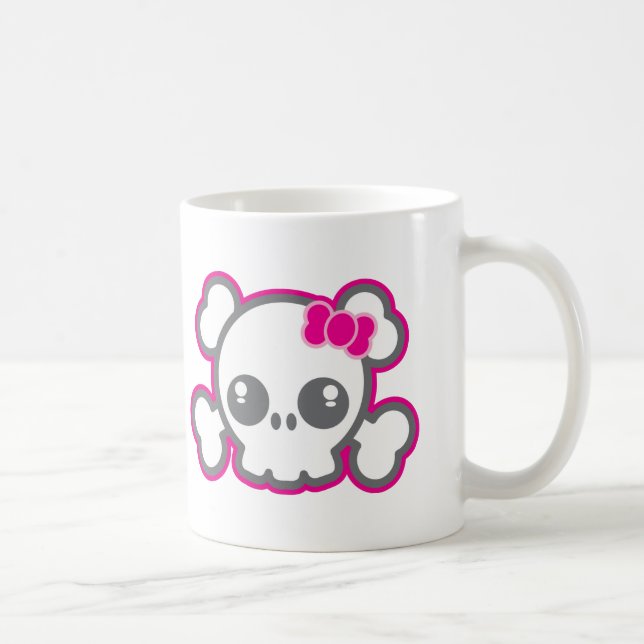 Kawaii Pink Ribbon Skull Mug (Right)