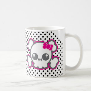 Kawaii Pink Ribbon Skull Mug