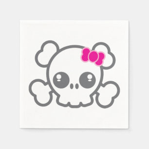 Kawaii Pink Ribbon Skull Napkins