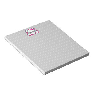 Kawaii Pink Ribbon Skull Notepad