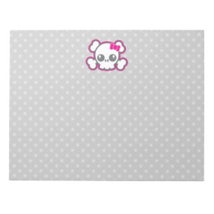 Kawaii Pink Ribbon Skull Notepad