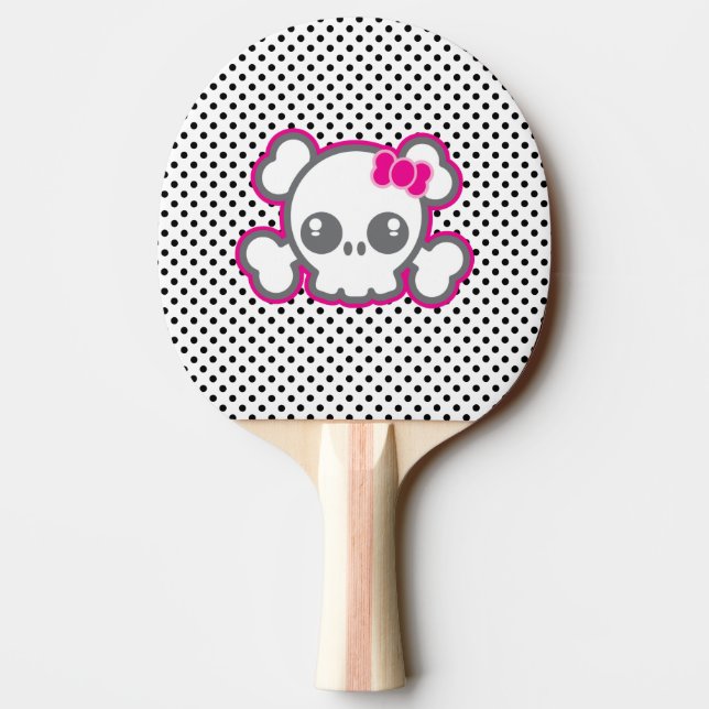 Kawaii Pink Ribbon Skull Ping Pong Paddle (Back)