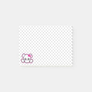 Kawaii Pink Ribbon Skull Sticky Note Cards