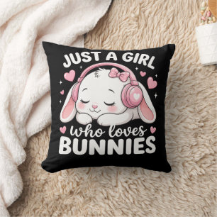 Kawaii Pink Sleepy Bunny Cushion