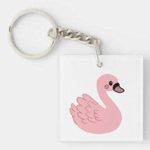 Kawaii Pink Swan – Cute Cartoon Animal Design Key Ring